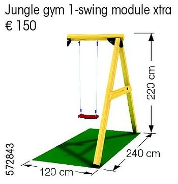 Aanbiedingen Jungle gym 1-swing module xtra - Jungle Gym - Geldig van 24/02/2015 tot 31/12/2015 bij Multi Bazar