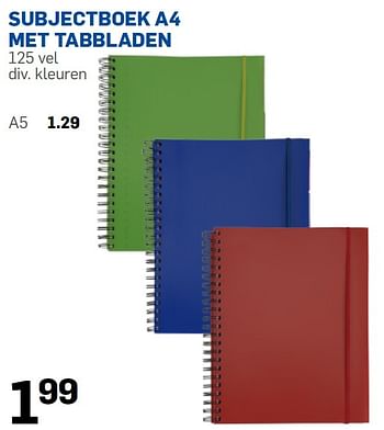 Aanbiedingen Subjectboek a4 met tabbladen - Huismerk - Action - Geldig van 08/06/2015 tot 03/07/2015 bij Action