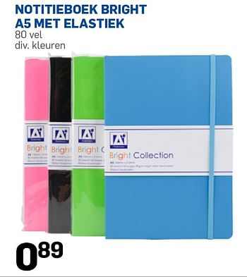 Aanbiedingen Notitieboek bright a5 met elastiek - Huismerk - Action - Geldig van 08/06/2015 tot 03/07/2015 bij Action