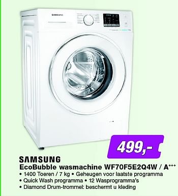 Aanbiedingen Samsung ecobubble wasmachine wf70f5e2q4w - a +++ - Samsung - Geldig van 22/06/2015 tot 05/07/2015 bij ElectronicPartner
