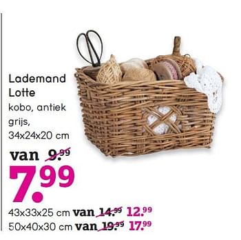 Aanbiedingen Lademand lotte kobo, antiek grijs - Huismerk - Leen Bakker - Geldig van 21/06/2015 tot 04/07/2015 bij Leen Bakker