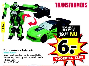 Aanbiedingen Transformers autobots - Transformers - Geldig van 20/06/2015 tot 05/07/2015 bij Bart Smit