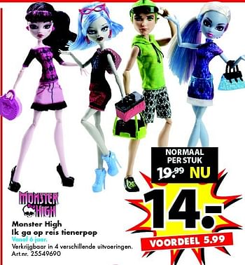 Aanbiedingen Monster high ik ga op reis tienerpop - Monster High - Geldig van 20/06/2015 tot 05/07/2015 bij Bart Smit