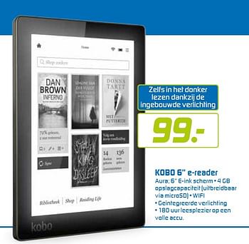 Aanbiedingen Kobo 6 e-reader aura; 6 e-ink scherm - Kobo - Geldig van 22/06/2015 tot 05/07/2015 bij BCC