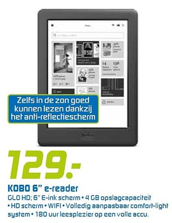 Aanbiedingen Kobo 6 e-reader glo hd - Kobo - Geldig van 22/06/2015 tot 05/07/2015 bij BCC