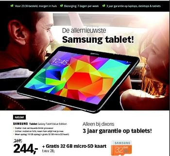 Aanbiedingen Samsung tablet galaxy tab4 value edition - Samsung - Geldig van 22/06/2015 tot 05/07/2015 bij Dixons