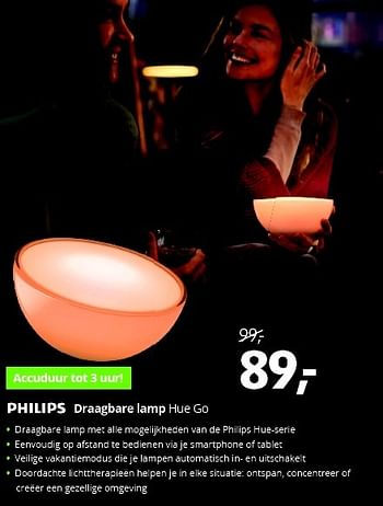 Aanbiedingen Philips draagbare lamp hue go - Philips - Geldig van 22/06/2015 tot 05/07/2015 bij Dixons