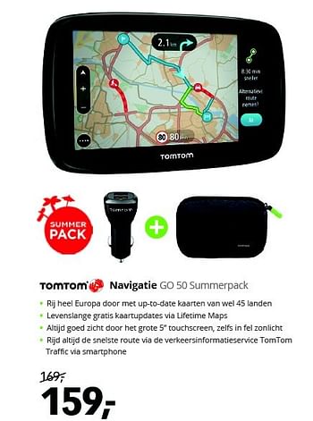 Aanbiedingen Tomtom navigatie go 50 summerpack - TomTom - Geldig van 22/06/2015 tot 05/07/2015 bij Dixons