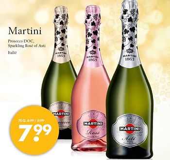Aanbiedingen Martini prosecco doc, sparkling rosé of asti italië - Martini - Geldig van 21/06/2015 tot 05/07/2015 bij Mitra