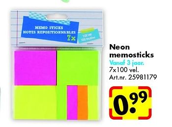 Aanbiedingen Neon memosticks - Huismerk - Bart Smit - Geldig van 20/06/2015 tot 27/09/2015 bij Bart Smit