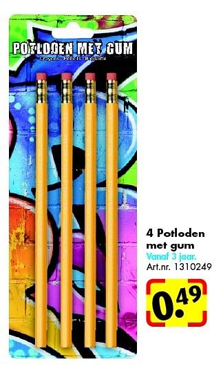Aanbiedingen 4 potloden met gum - Huismerk - Bart Smit - Geldig van 20/06/2015 tot 27/09/2015 bij Bart Smit