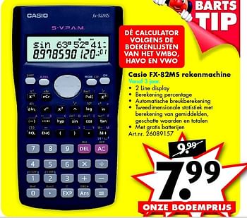 Aanbiedingen Casio fx-82ms rekenmachine - Casio - Geldig van 20/06/2015 tot 27/09/2015 bij Bart Smit