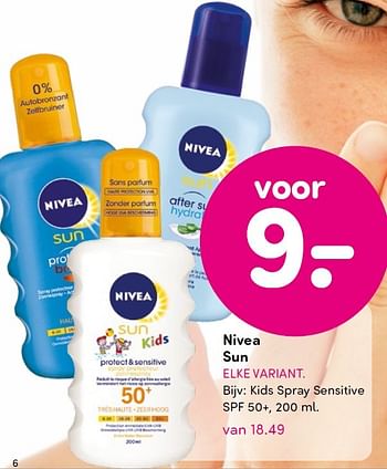 Aanbiedingen Kids spray sensitive spf 50+ - Nivea - Geldig van 22/06/2015 tot 05/07/2015 bij da