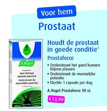 Aanbiedingen Houdt de prostaat in goede conditie1 prostaforce - A. Vogel - Geldig van 22/06/2015 tot 02/08/2015 bij da