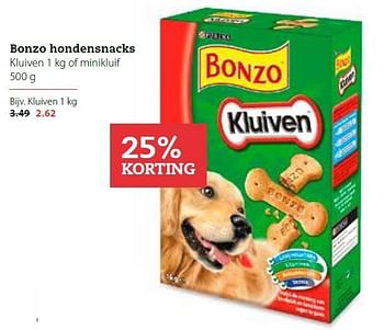 Aanbiedingen Bonzo hondensnacks kluiven 1 kg of minikluif - Bonzo - Geldig van 22/06/2015 tot 05/07/2015 bij Pets Place