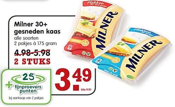 Aanbiedingen Milner 30+ gesneden kaas - Milner - Geldig van 28/06/2015 tot 04/07/2015 bij Em-té