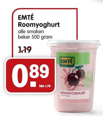 Aanbiedingen Emté roomyoghurt - Huismerk - Em-té - Geldig van 28/06/2015 tot 04/07/2015 bij Em-té