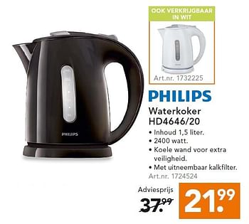 Aanbiedingen Philips waterkoker hd4646-20 - Philips - Geldig van 29/06/2015 tot 08/07/2015 bij Blokker