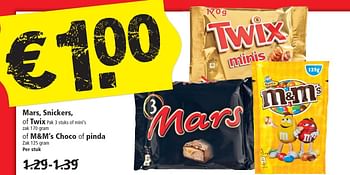 Aanbiedingen Mars, snickers of twix of m+m`s choco of pinda - Mars Snacks - Geldig van 28/06/2015 tot 04/07/2015 bij Plus