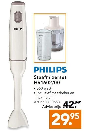 Aanbiedingen Philips staafmixerset hr1602-00 - Philips - Geldig van 29/06/2015 tot 08/07/2015 bij Blokker