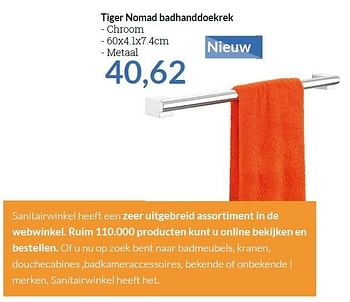 Aanbiedingen Tiger nomad badhanddoekrek - Tiger - Geldig van 01/07/2015 tot 31/07/2015 bij Sanitairwinkel