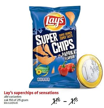 Aanbiedingen Lay`s superchips of sensations - Lay's - Geldig van 06/07/2015 tot 07/07/2015 bij C1000