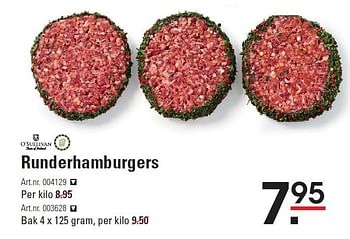 Aanbiedingen Runderhamburgers - O'Sullivan - Geldig van 02/07/2015 tot 13/07/2015 bij Sligro