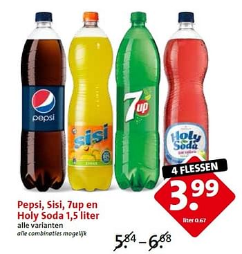 Aanbiedingen Pepsi, sisi, 7up en holy soda - Huismerk - C1000 Supermarkten - Geldig van 13/07/2015 tot 14/07/2015 bij C1000