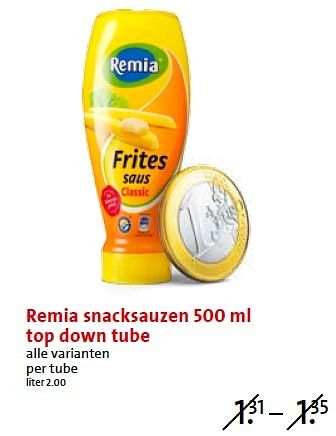 Aanbiedingen Remia snacksauzen 500 ml top down tube - Remia - Geldig van 13/07/2015 tot 14/07/2015 bij C1000