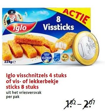 Aanbiedingen Iglo visschnitzels 4 stuks of vis- of lekkerbekje sticks - Iglo - Geldig van 13/07/2015 tot 14/07/2015 bij C1000