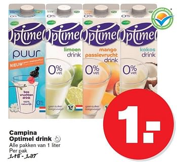 Aanbiedingen Campina optimel drink - Optimel - Geldig van 08/07/2015 tot 14/07/2015 bij Hoogvliet