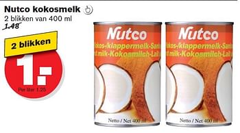 Aanbiedingen Nutco kokosmelk - Nutco - Geldig van 08/07/2015 tot 14/07/2015 bij Hoogvliet