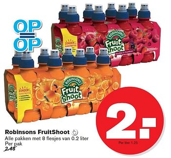 Aanbiedingen Robinsons fruitshoot - Robinsons - Geldig van 08/07/2015 tot 14/07/2015 bij Hoogvliet