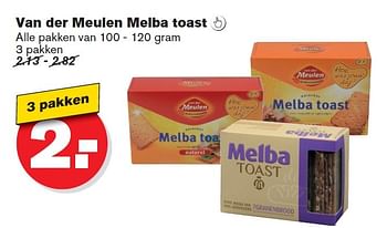 Aanbiedingen Van der meulen melba toast - Van der Meulen - Geldig van 08/07/2015 tot 14/07/2015 bij Hoogvliet