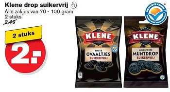 Aanbiedingen Klene drop suikervrij - Klene - Geldig van 08/07/2015 tot 14/07/2015 bij Hoogvliet