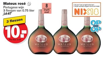 Aanbiedingen Mateus rosé - Rosé wijnen - Geldig van 08/07/2015 tot 14/07/2015 bij Hoogvliet