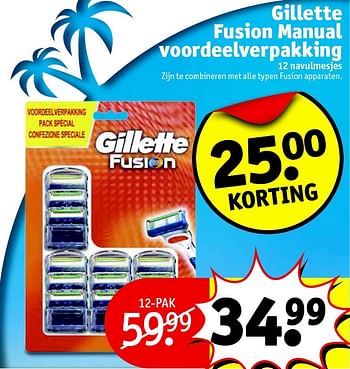 Aanbiedingen Gillette fusion manual voordeelverpakking - Gillette - Geldig van 07/07/2015 tot 19/07/2015 bij Kruidvat