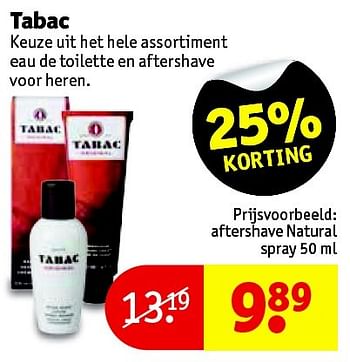 Aanbiedingen Aftershave natural spray - tabac - Geldig van 07/07/2015 tot 19/07/2015 bij Kruidvat