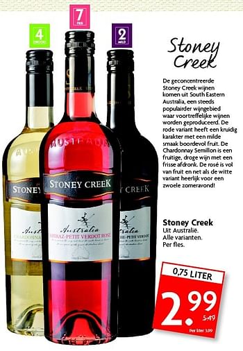 Aanbiedingen Stoney creek - Witte wijnen - Geldig van 12/07/2015 tot 19/07/2015 bij Deka Markt