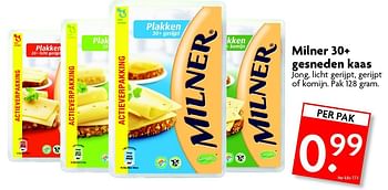 Aanbiedingen Milner 30+ gesneden kaas - Milner - Geldig van 12/07/2015 tot 19/07/2015 bij Deka Markt