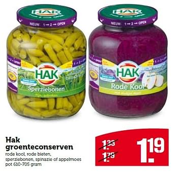 Aanbiedingen Hak groenteconserven - Hak - Geldig van 13/07/2015 tot 19/07/2015 bij Coop