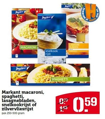 Aanbiedingen Markant macaroni, spaghetti, lasagnebladen, snelkookrijst of zilvervliesrijst - Markant - Geldig van 13/07/2015 tot 19/07/2015 bij Coop