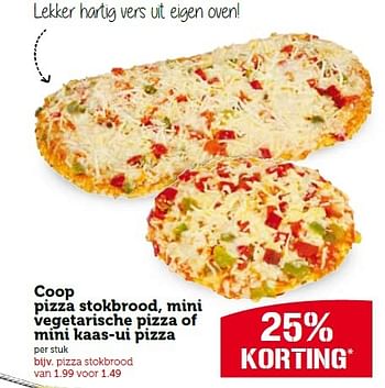 Aanbiedingen Coop pizza stokbrood, mini vegetarische pizza of mini kaas-ui pizza - Huismerk - Coop - Geldig van 13/07/2015 tot 19/07/2015 bij Coop