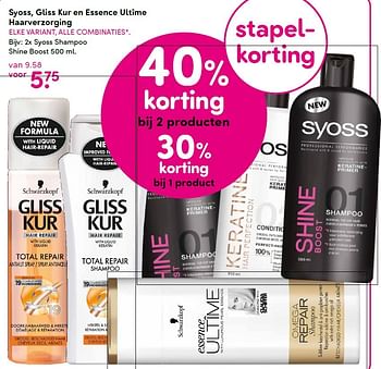 Aanbiedingen 2x syoss shampoo shine boost - Syoss - Geldig van 13/07/2015 tot 19/07/2015 bij da