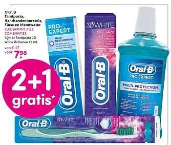 Aanbiedingen 3x tandpasta 3d white brilliance - Oral-B - Geldig van 13/07/2015 tot 19/07/2015 bij da