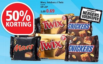 Aanbiedingen Mars, snickers of twix - Mars Snacks - Geldig van 12/07/2015 tot 18/07/2015 bij Plus