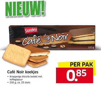 Aanbiedingen Café noir koekjes - Sondey - Geldig van 13/07/2015 tot 19/07/2015 bij Lidl