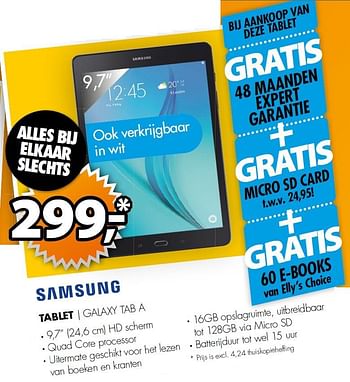 Aanbiedingen Samsung tablet galaxy tab a - Samsung - Geldig van 13/07/2015 tot 19/07/2015 bij Expert