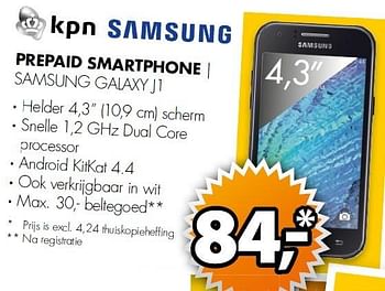 Aanbiedingen Prepaid smartphone samsung galaxy j1 - Samsung - Geldig van 13/07/2015 tot 19/07/2015 bij Expert