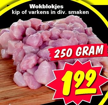 Aanbiedingen Wokblokjes kip of varkens in div. smaken - Huismerk - Nettorama - Geldig van 13/07/2015 tot 19/07/2015 bij Nettorama